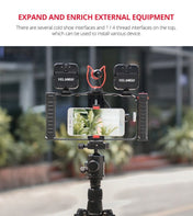 YELANGU PC02A Vlogging Live Broadcast Plastic Cage Video Rig Filmmaking Stabilizer Bracket for iPhone, Galaxy, Huawei, Xiaomi, HTC, LG, Google, and Other Smartphones(Black) - Eurekaonline
