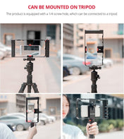 YELANGU PC02A Vlogging Live Broadcast Plastic Cage Video Rig Filmmaking Stabilizer Bracket for iPhone, Galaxy, Huawei, Xiaomi, HTC, LG, Google, and Other Smartphones(Black) - Eurekaonline