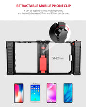 YELANGU PC02A Vlogging Live Broadcast Plastic Cage Video Rig Filmmaking Stabilizer Bracket for iPhone, Galaxy, Huawei, Xiaomi, HTC, LG, Google, and Other Smartphones(Black) - Eurekaonline