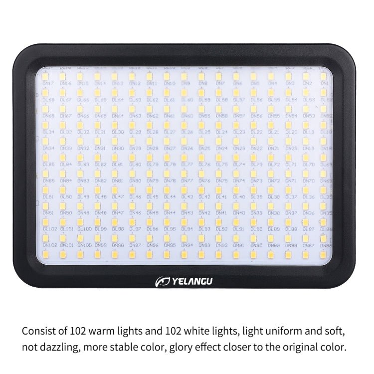 YELANGU YLG0504B 204 LEDs 1000LM 3300-5600K No Polar Dimmable Studio Light Video & Photo Light for Canon, Nikon, DSLR Cameras - Eurekaonline
