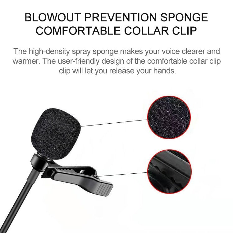 YICHUANG YC-LM10 USB-C / Type-C Intelligent Noise Reduction Condenser Lavalier Microphone, Cable Length: 1.5m - Eurekaonline