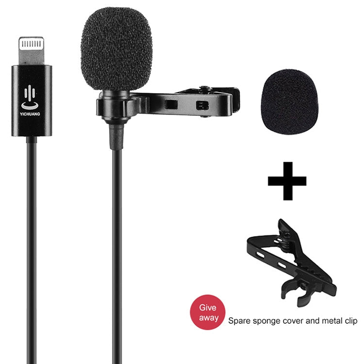 YICHUANG YC-LM10II 8 Pin Port Intelligent Noise Reduction Condenser Lavalier Microphone, Cable Length: 1.5m - Eurekaonline