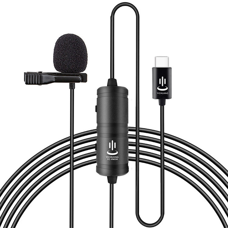  Type-C Dual Modes Lavalier Recording Microphone, Cable Length: 6m - Eurekaonline