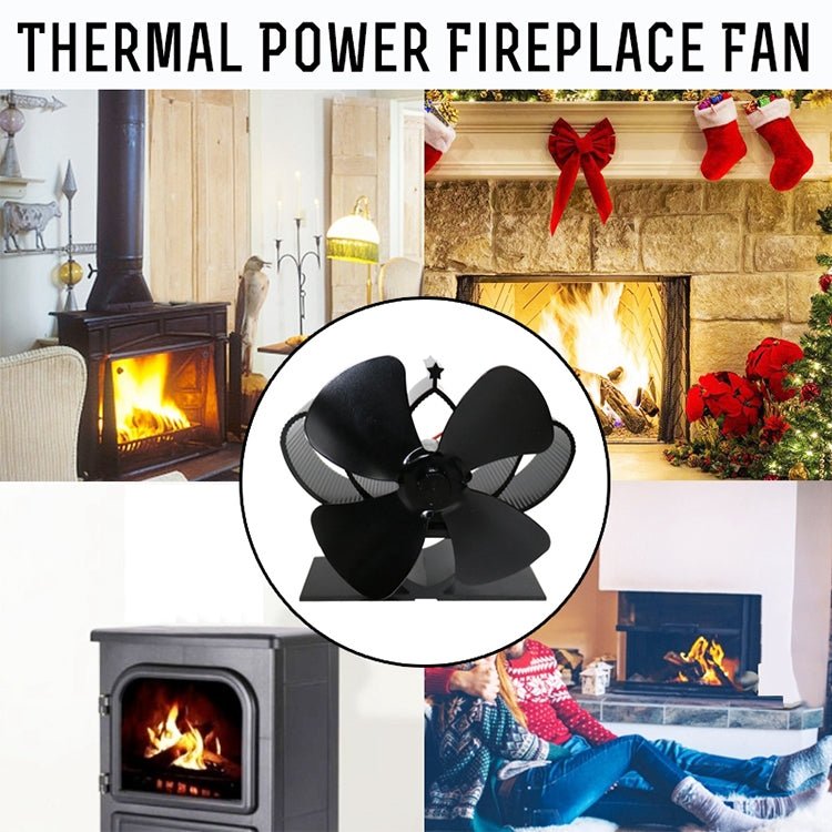 YL201 4-Blade High Temperature Metal Heat Powered Fireplace Stove Fan (Silver) - Eurekaonline