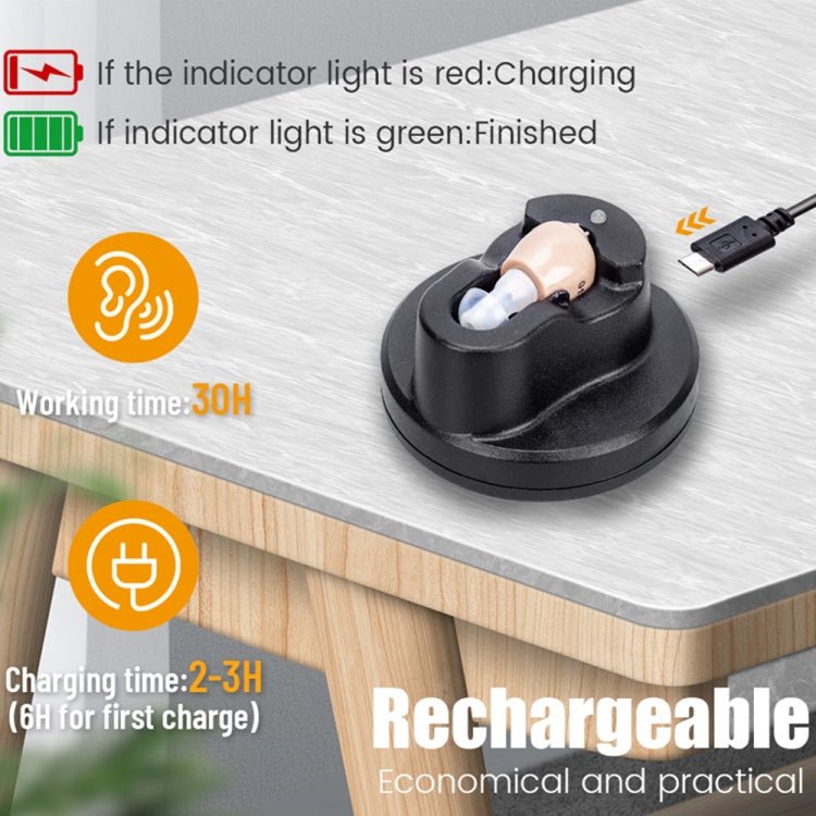 Z-12 Rechargeable In-Ear Sound Amplifier Hearing Aid with USB Cradle Charger - Eurekaonline