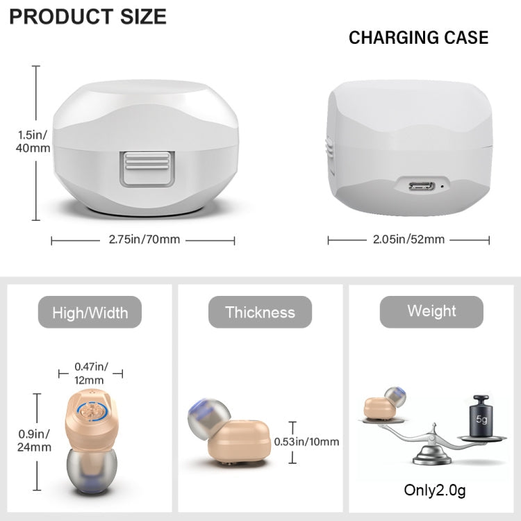 Z-127C TWS Charging Hearing Aid Sound Amplifier Auxiliary Listener(Red Blue) - Eurekaonline