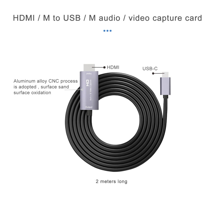 Z36A HDMI Male to USB-C / Type-C Male HD Video Capture Card, Cable Length: 2m - Eurekaonline