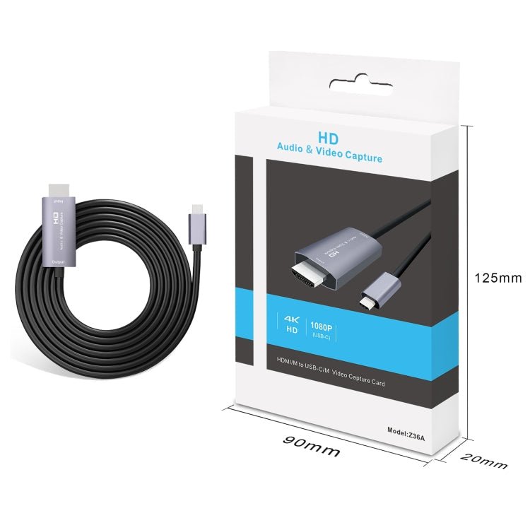 Z36A HDMI Male to USB-C / Type-C Male HD Video Capture Card, Cable Length: 2m - Eurekaonline