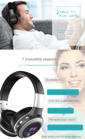 Zealot B19 Folding Headband Bluetooth Stereo Music Headset with Display for iPhone, Galaxy, Huawei, Xiaomi, LG, HTC and Other Smart Phones(Black) - Eurekaonline