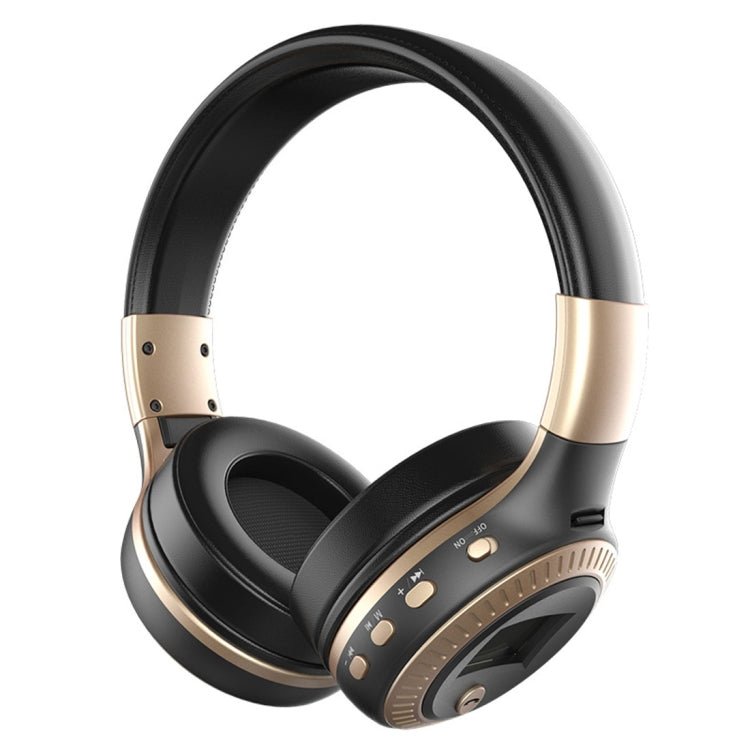 Zealot B19 Folding Headband Bluetooth Stereo Music Headset with Display for iPhone, Galaxy, Huawei, Xiaomi, LG, HTC and Other Smart Phones(Gold) - Eurekaonline