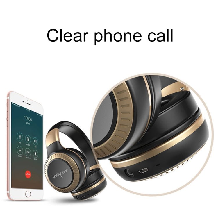 ZEALOT B20 Stereo Wired Wireless Bluetooth 4.0 Subwoofer Headset with 3.5mm Universal Audio Cable Jack & HD Microphone, For Mobile Phones & Tablets & Laptops(Gold) - Eurekaonline