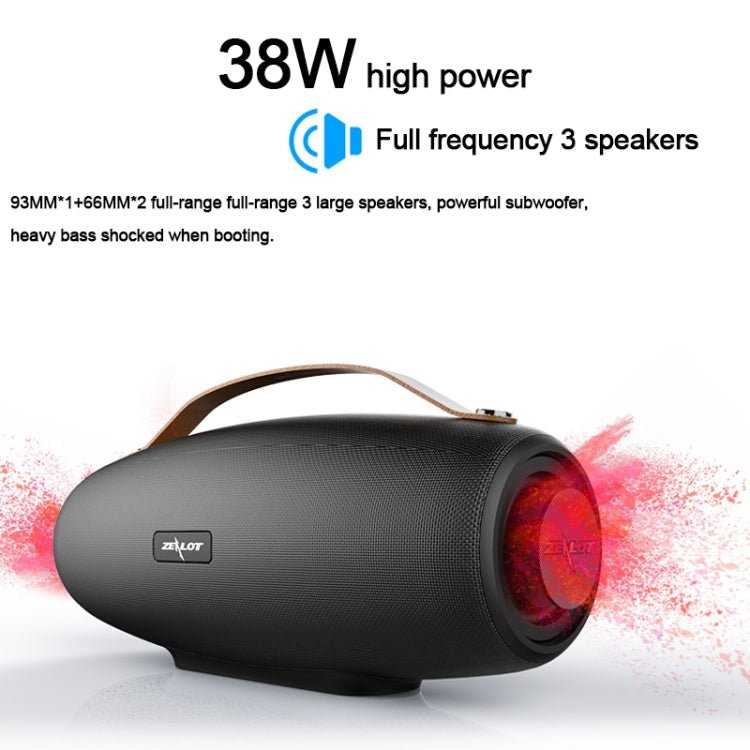 ZEALOT S27 Multifunctional Bass Wireless Bluetooth Speaker, Built-in Microphone, Support Bluetooth Call & AUX & TF Card & 1x93mm + 2x66mm Speakers(Black) - Eurekaonline