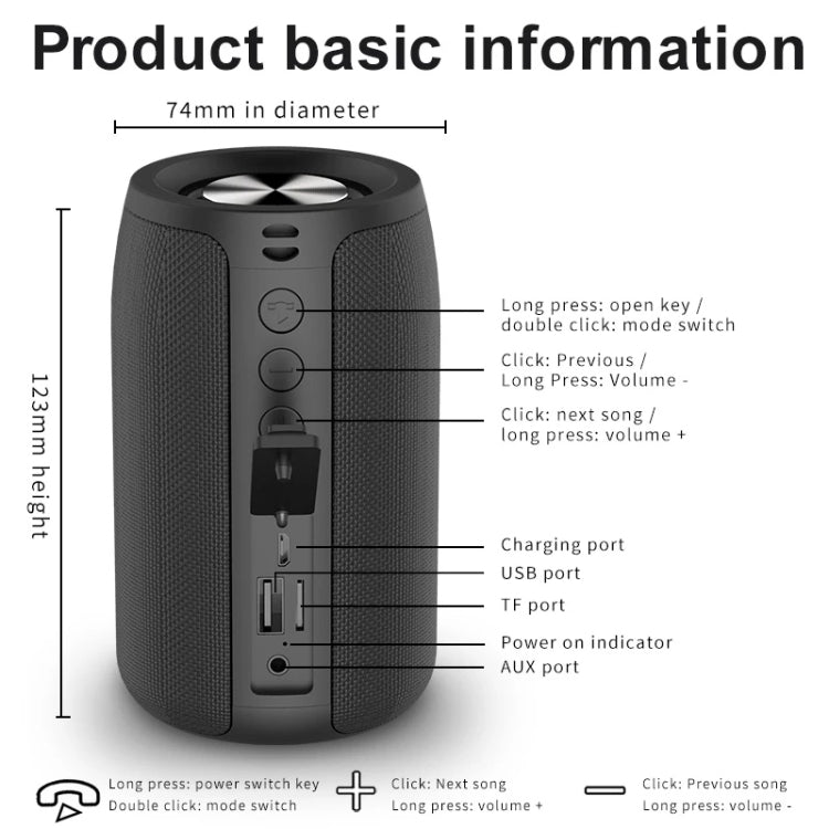 ZEALOT S32 5W HiFi Bass Wireless Bluetooth Speaker, Support Hands-free / USB / AUX (Red) - Eurekaonline