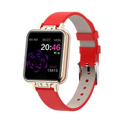 ZL13 1.22 inch Color Screen IP67 Waterproof Smart Watch, Support Sleep Monitor / Heart Rate Monitor / Menstrual Cycle Reminder, Style: Red Leather Strap - Eurekaonline