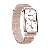 ZX19 1.45 inch HD Screen Bluetooth 5.0 IP68 Waterproof Women Smart Watch, Support Sleep Monitor / Menstrual Cycle Reminder / Heart Rate Monitor / Blood Oxygen Monitoring, Style: Milanese Strap(Gold) - Eurekaonline